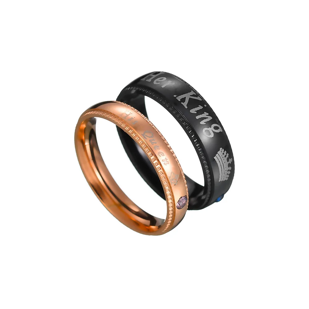 Кольцо обручальное из нержавеющей стали для женщин и мужчин с надписью Promise Her King