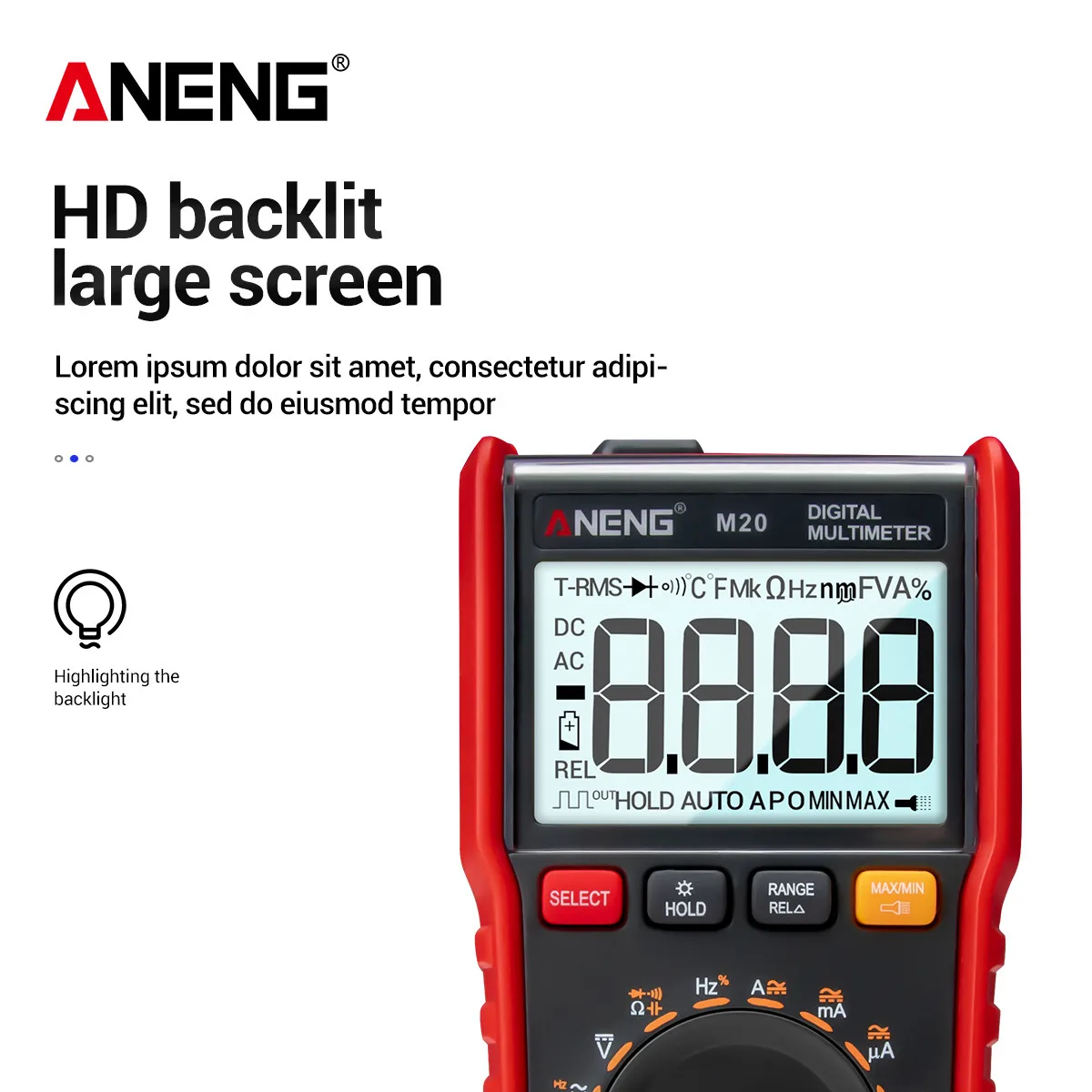 ANENG M20 мультиметр цифровой 6000 тестер multimeter щупы для мультиметра мультиметр esr meter токовые клещи транзистор тестер указатель напряжения транзисторов transistor tester вольтметр dc dc автомобильный
