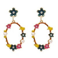 fashion big hoop earrings for women rhinestone flower jewellery round circle earing ear rings gold color brincos 2019 jewelry