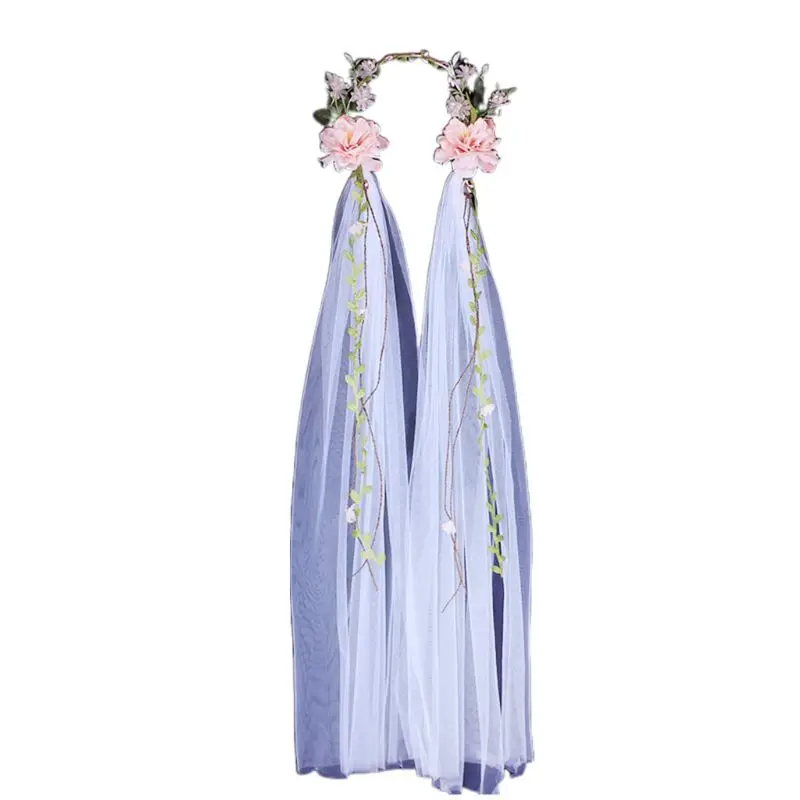 

Baroque Rose Head Veil Hand Woven White Bride Wedding Dress Women Lady Wreath Headdress