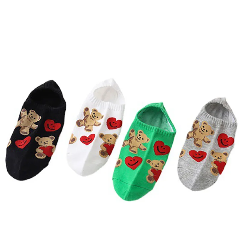 

Korea Style Cartoons Women Socks Set Harajuku Kawaii Cute Cotton Summer Ankle Socks Love Heart Happy Breathable Low Cut Socken