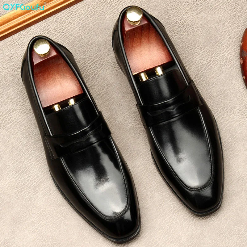 Мужские Формальные туфли из натуральной кожи черные или коричневые оксфорды