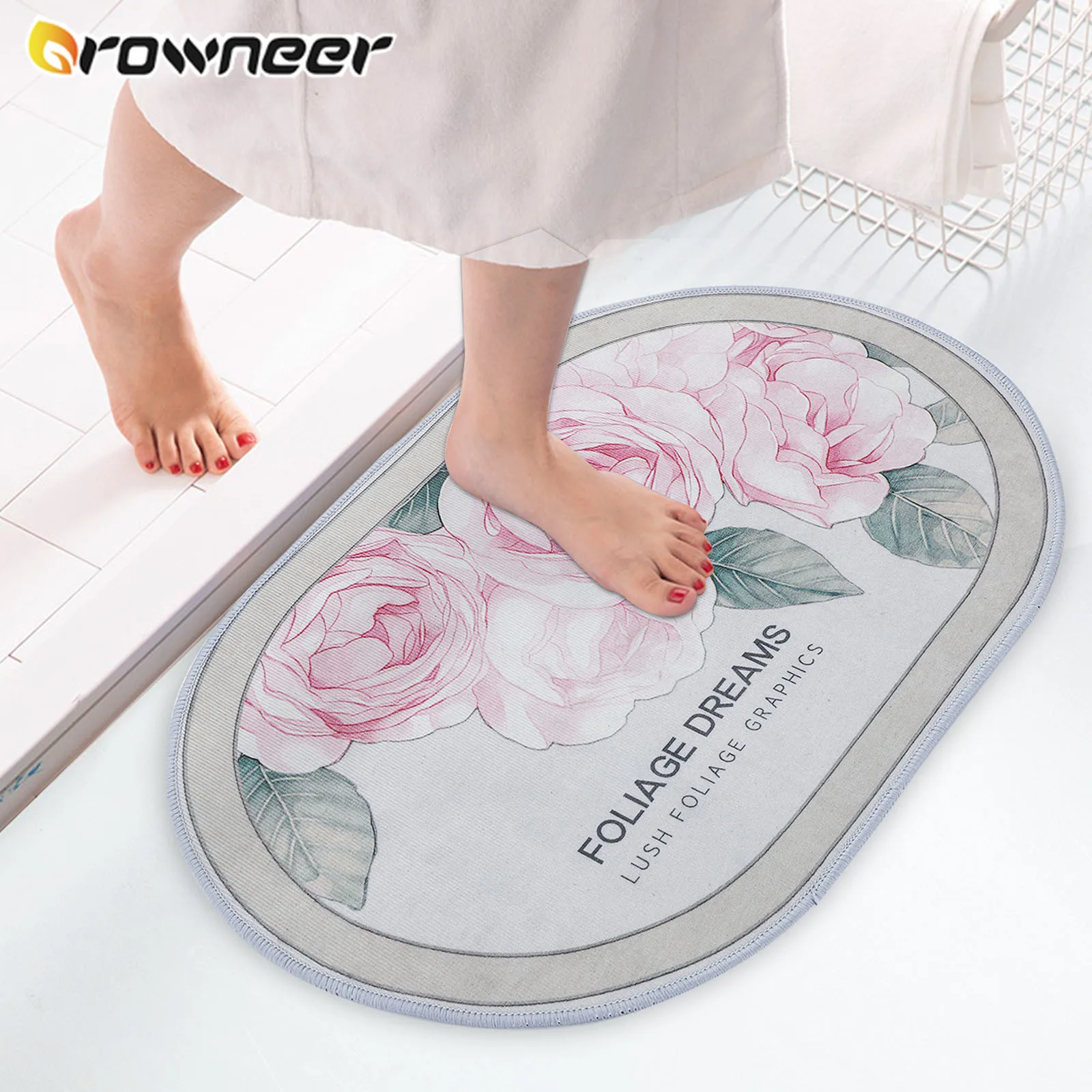 

Bathroom Mats Nordic Rectangle Entrance Doormat Bathtub Side Floor Rug Shower Room Pads Absorbent Anti-slip Home Decoration