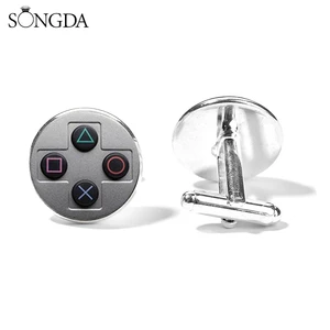 2019 Creative Video Game Controller Cufflinks Vintage Game Xbox Controller Art Pattern Round Mens Suit Shirt Cuff Buttons