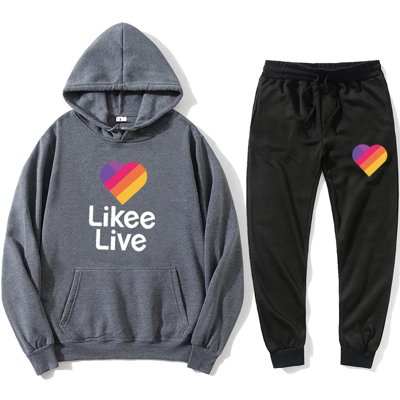 

Men's Sweatshirt + Sweatpants Fall/Winter Polar Fleece Hoodie Heart Print Hoodie Men's Hoodie Set Brand Sportswear
