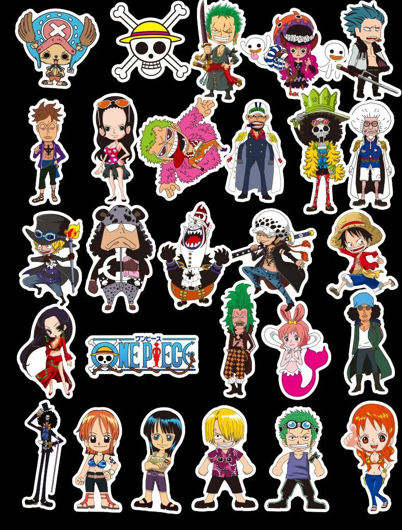 10 Вт, 30 Вт, 50 шт. мультфильмов аниме ONE PIECE Детские Водонепроницаемый Стикеры s скейтборд гитара Чемодан граффити Стикеры Классическая Детская игрушка
