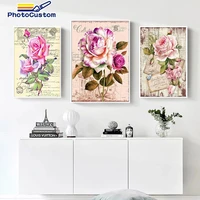 photocustom frameless paint by numbers poster flowers acrylic handpainted on canvas home diy gift living room birthday present
