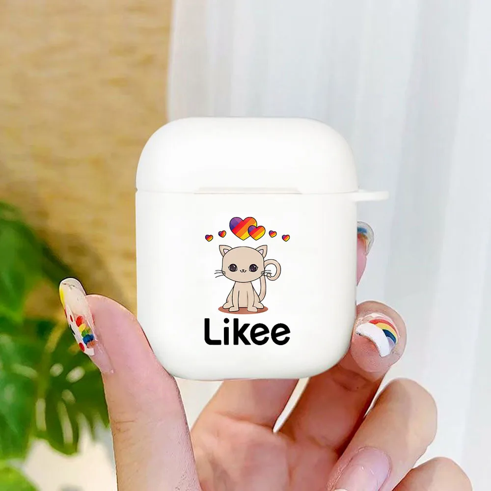

Fashion Cute Likee cat bear love heart Cover Earphone Case for Apple Aipods 1 2 White Soft Blutooth Earphone coque Capa