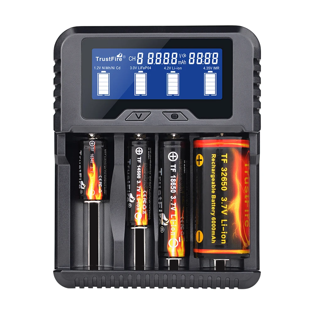 TrustFire TR-020 18650 Li ion Battery Charger 4 Slots Smart Multi-function AA/AAA Type C QC3.0 for 26650 16340 Batteries Charger