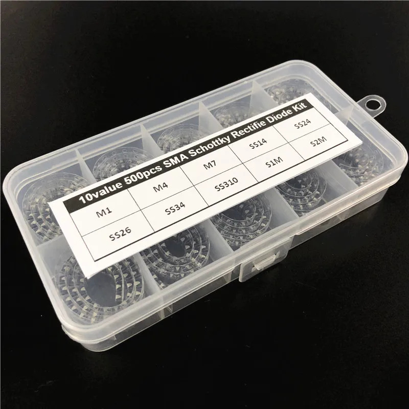 10 значений x50 500pcs SMD M1 M4 M7 SS14 SS24 SS26 SS34 SS310 S1M S2M SMA Шоттки изменения фаз