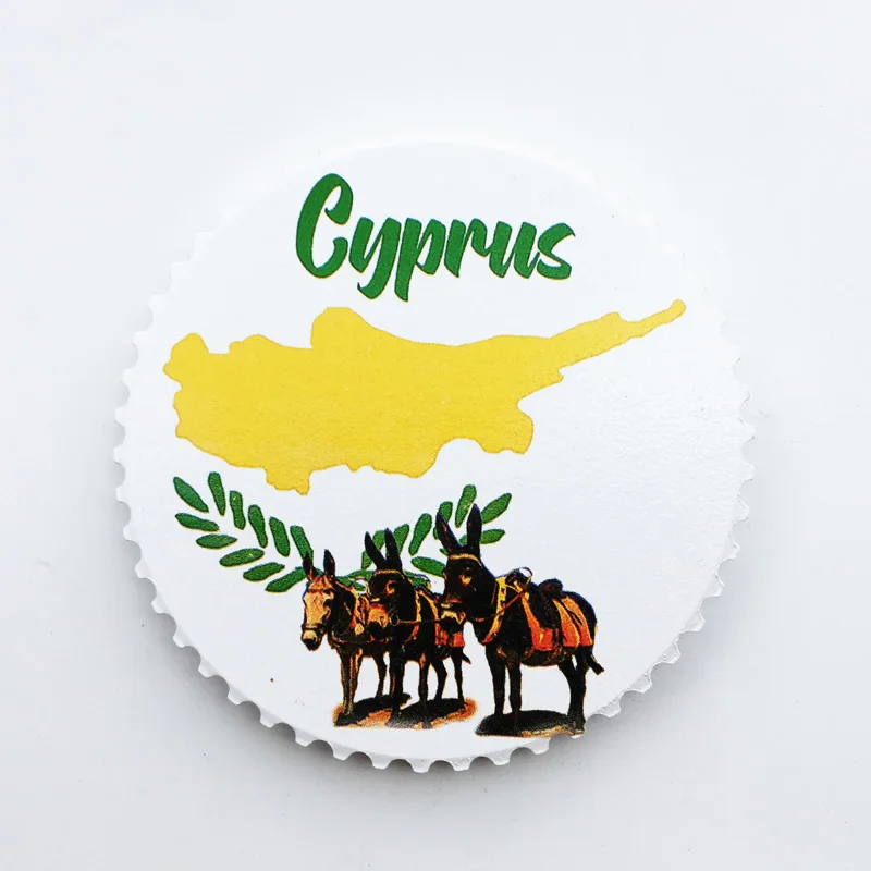 

QIQIPP Mediterranean Cyprus creative map circular tourism commemorative decorative crafts ceramic magnetic refrigerator sticker