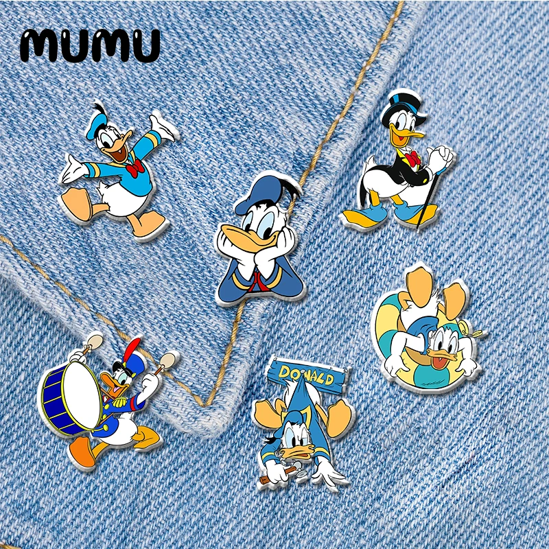 2021 New Donald Duck Lapel Pin Cute Acrylic Brooches Handmade Epoxy Jewelry Shirt Bag Badge