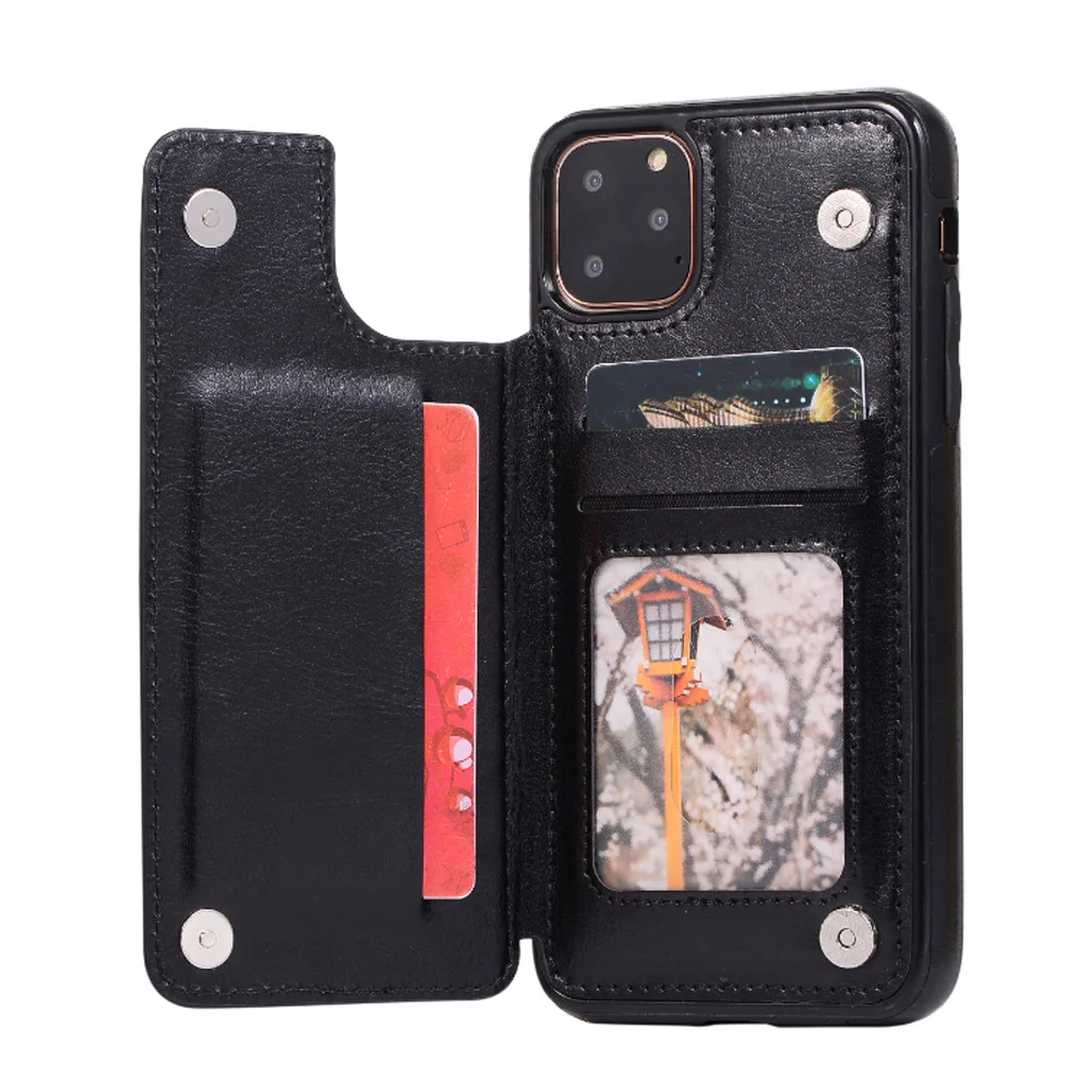 

Retro Pu Flip Leather Phone Cases Business Wallet Cases Protective Cover Multi Card Holder For Iphone 12 Mini/Pro Max Anti-Fall