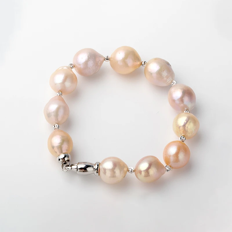 

12-14MM Natural Pearl Bracelet 21cm Long Baroque Beads