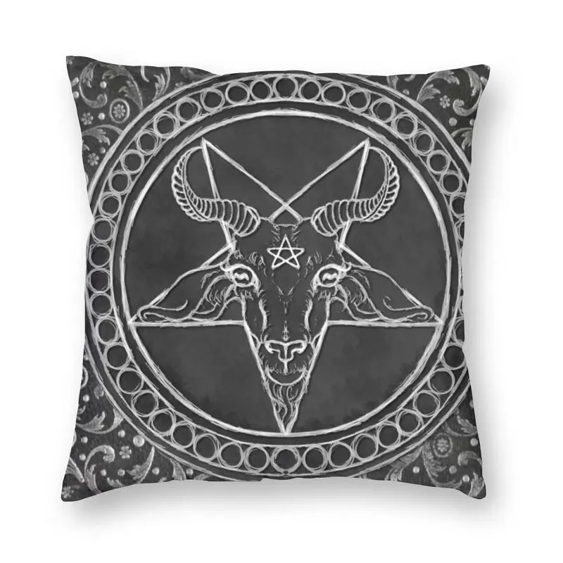 

Vibrant Ornate Baphomet Goat Square Pillow Cover Home Decor 3D Two Side Print Satanic Occult Pentagram Cushion Cover For Car
