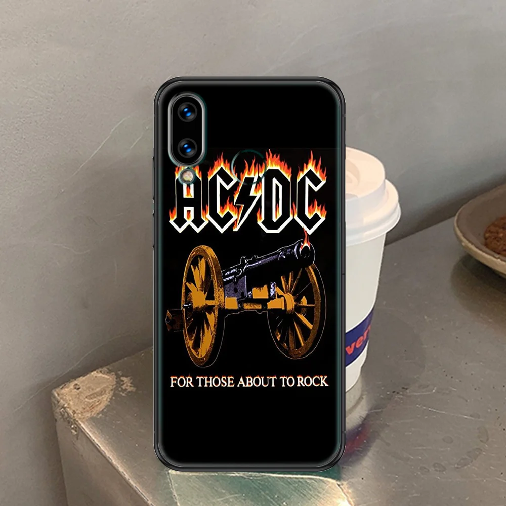 

ac-band-dc Phone case For Huawei Honor 6 7 8 9 10 10i 20 A C X Lite Pro Play black art bumper 3D hoesjes pretty shell painting