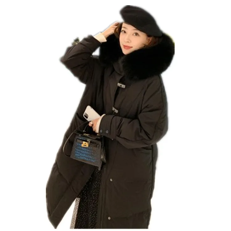 

Cotton dress women 2020 winter new Korean fashion ox horn button coat harajuku jacket Zipper A-Line Long