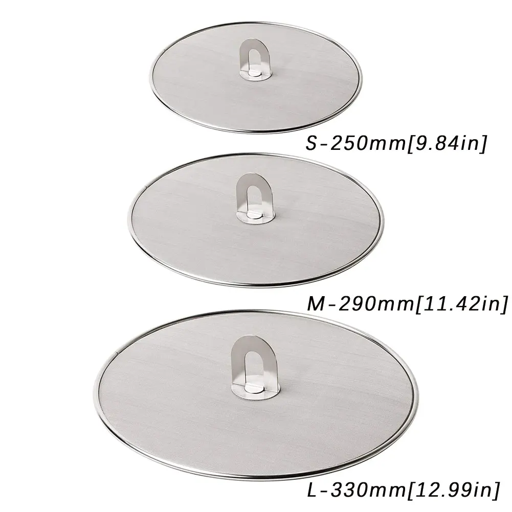 

3PCS Frying Pan Cover Splatter Screen Stainless Steel Mesh Guard Oil Proof Shield Protector 33cm 29cm 25cm Pot Lid Anti-Hot Pot