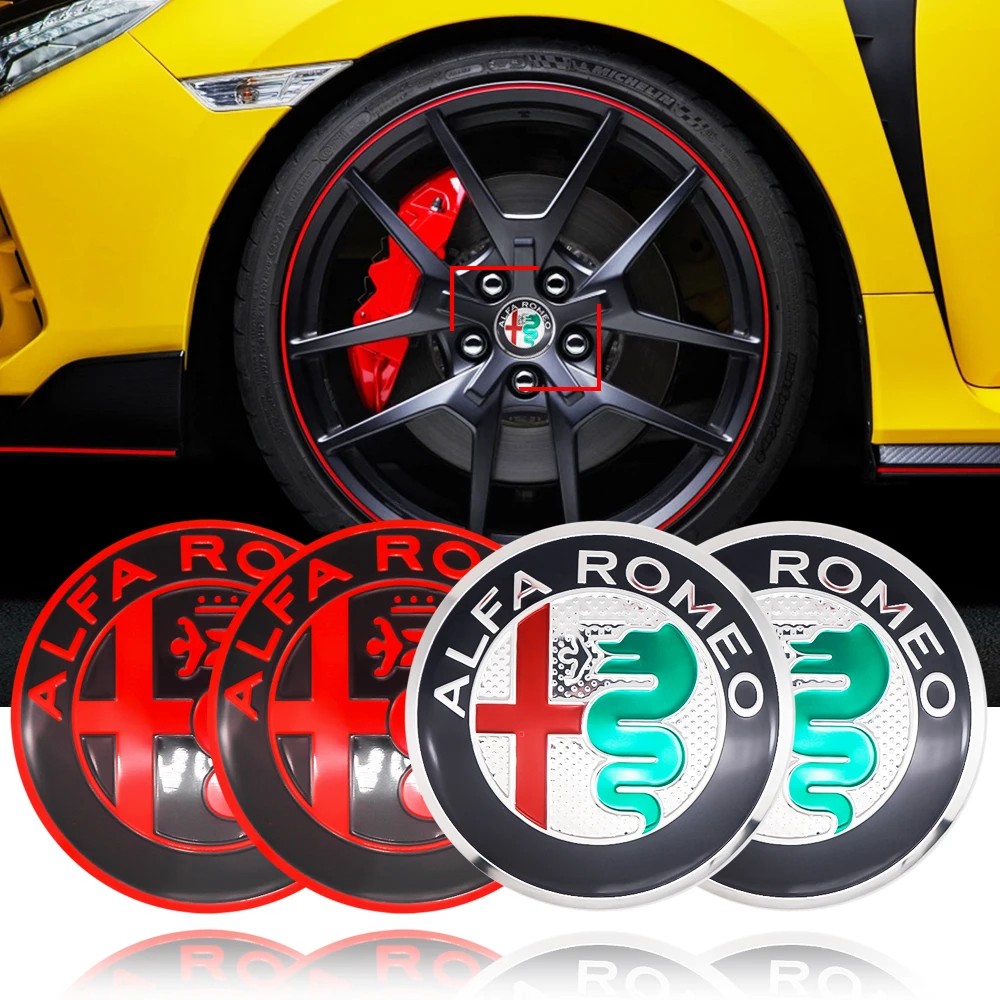 

4pcs 56MM Car Tire Center Hubcap Sticker Waterproof Wheel Rim Protection Decal For Alfa Romeo 159 Giulietta 156 166 Mito Stelvio
