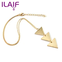 gold link chains necklace triangle pendant for women vintage long sweater chain necklaces chocker collar mujer bijoux femme