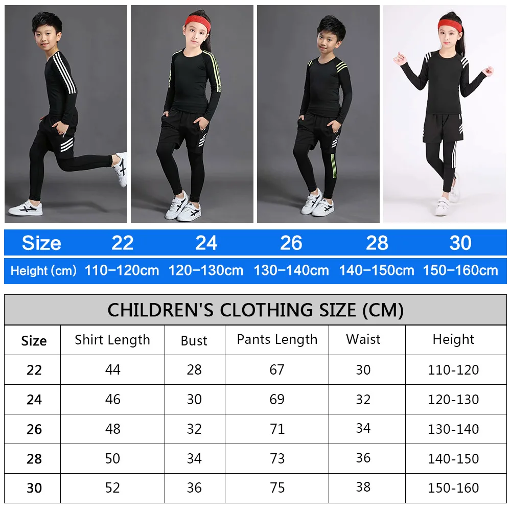 

BAOGEYANG Men Sportswear Kids Running Tights Sports Wear Shirts Jogging Suits Kids Tracksuit Fitness Clothing Sets Gym Traning
