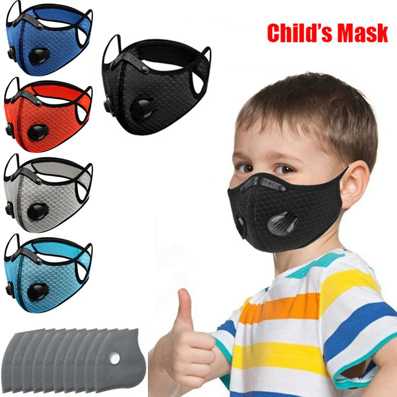

Children PM2.5 Filters Face Mask With Activated Carbon Breathing Valve Child's Kid's Reusable Washable Dustproof Outdoor Masks