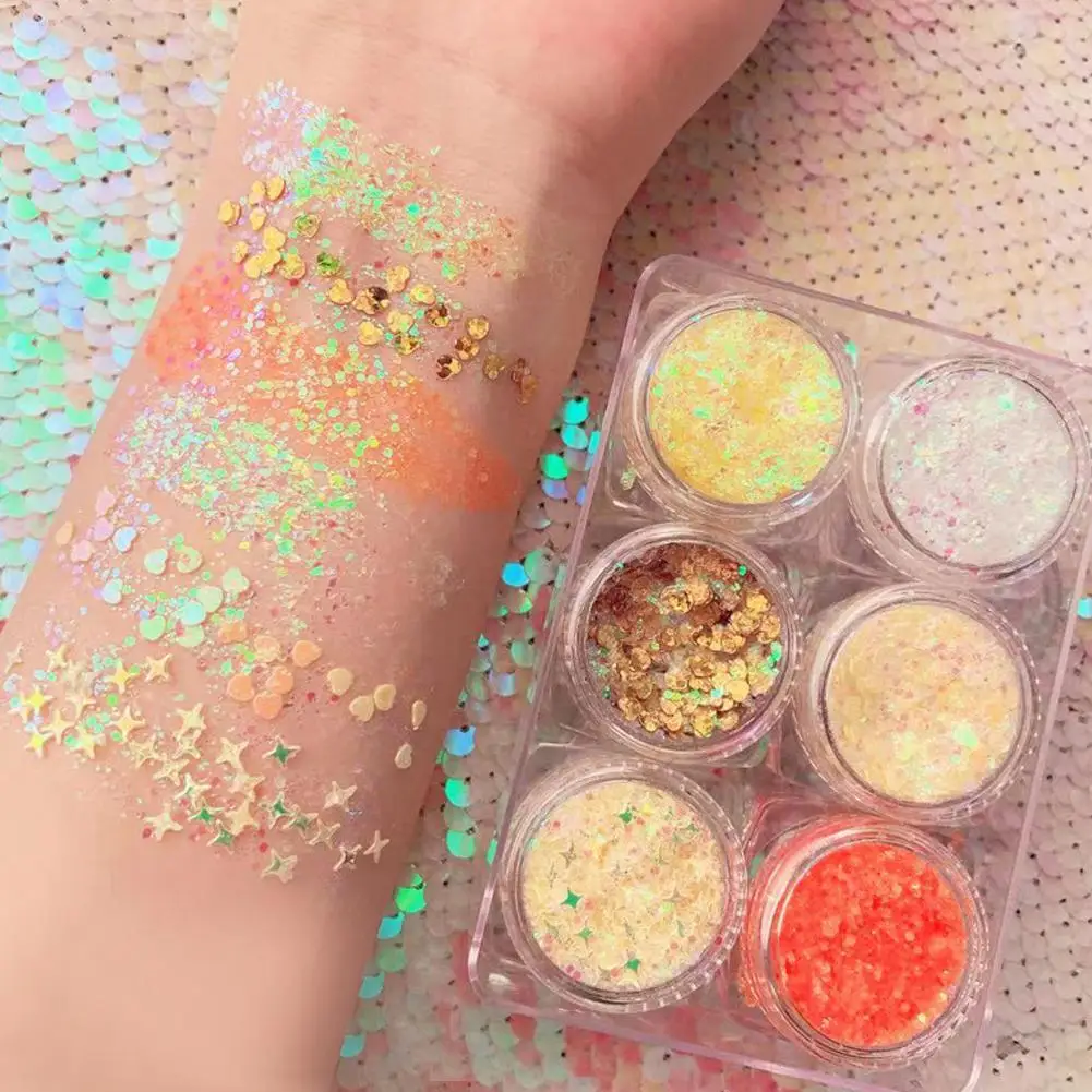 Новинка 6 коробок с палочкой для теней век гелевый крем блестками блестящий