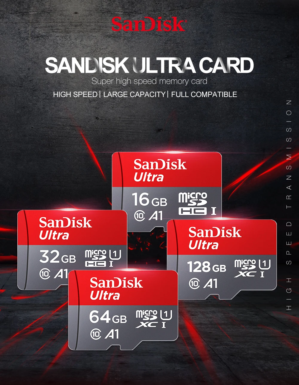 SanDisk Ultra Memory Cards 16GB 32GB 64GB 128GB micro SD Card microSDHC microSD UHS-I tf card A1 for Smartphone 10 year warranty