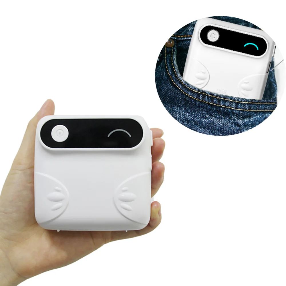 Мини термопринтер портативный принтер для печати этикеток с Bluetooth проводом