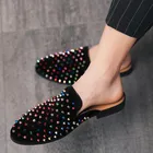 Мюли мужские черные лоферы, кожаные повседневные шлепанцы, плоская подошва, легкие сандалии