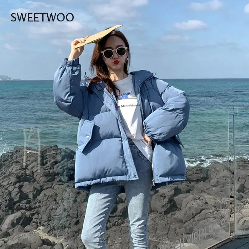 Winter Jacket Parkas Women Cotton Jacket Hooded Parka Warm Female Cotton Padded Jacket Casual Outwear