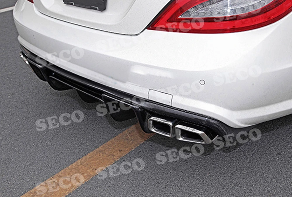 Для Benz W218 CLS350 CLS63 AMG 2011- рассеиватель задней губы из углеродного волокна из нержавеющей стали четыре выхода выхлопные наконечники хвост горло