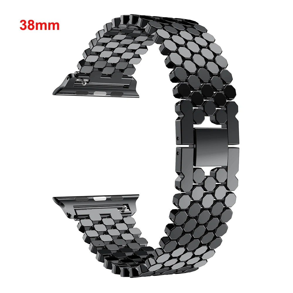 Ремешок для Apple Watch Band 38 мм 42 мм ремешок из нержавеющей стали сменные полосы для iWatch Series 1 2 3 4 браслет металлические звенья - Цвет: Black 38mm