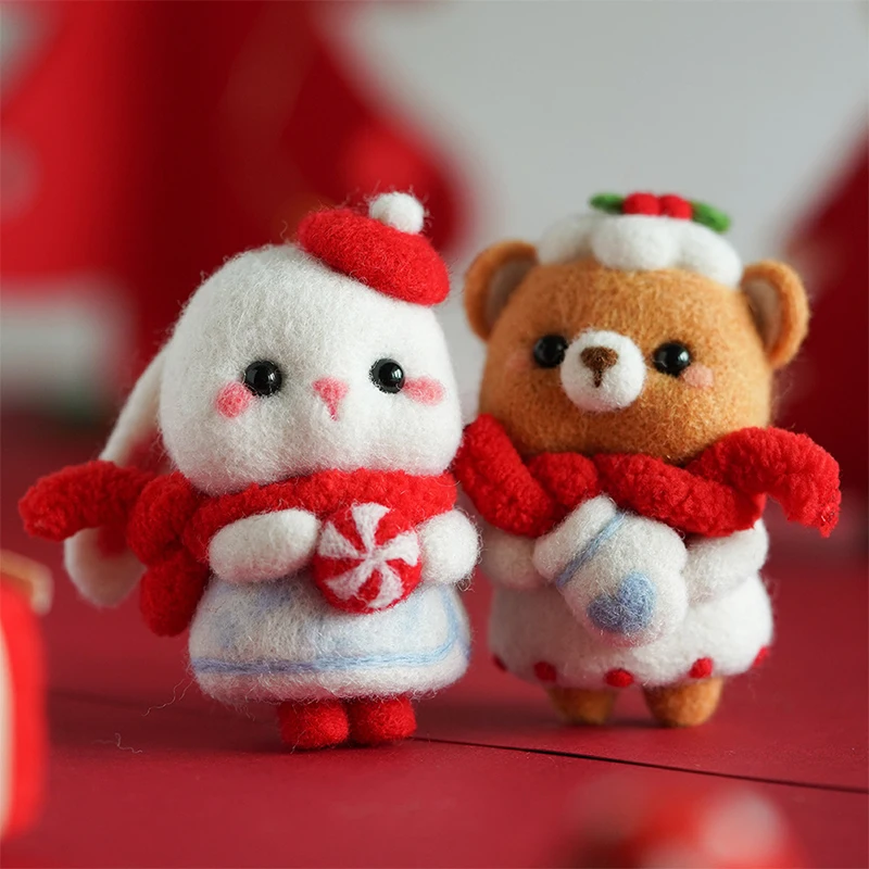 RORGETO Non-Finished Felt Kit Needle Felting DIY Christmas New Year Cute Animal Doll Material Bag for Women and Beginner | Дом и сад
