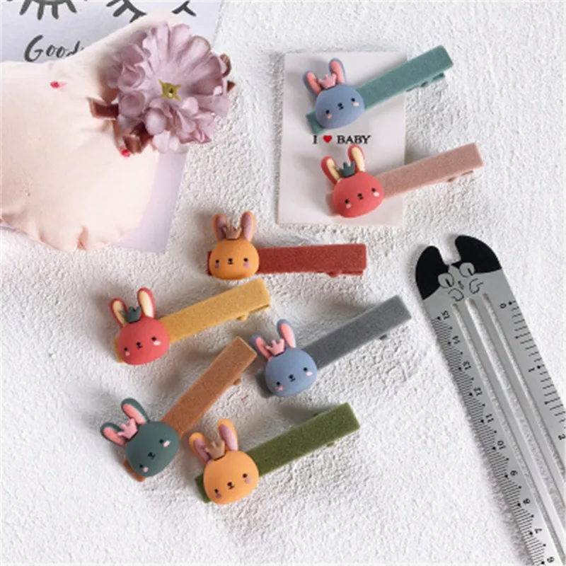 Детская заколка для волос девочек BB милая с мультяшным кроликом и Корейская на