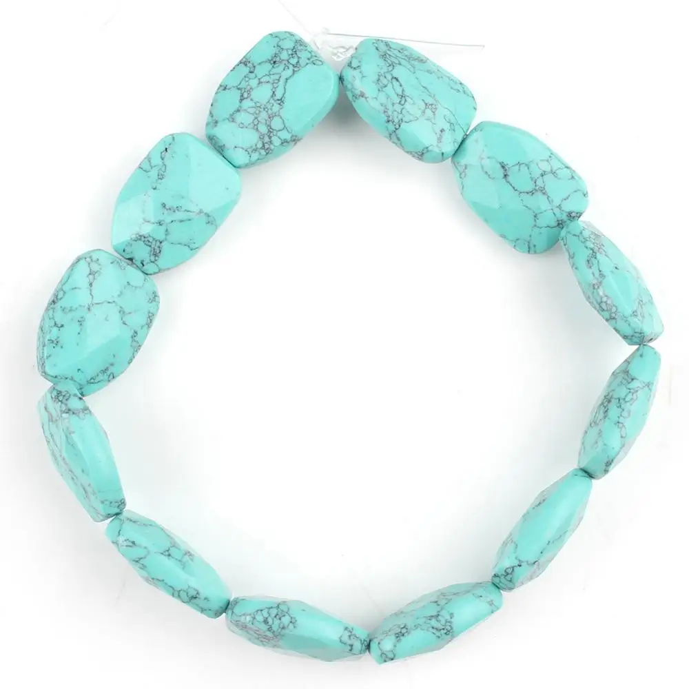 Turquoise 12*16 мм граненые бусины натуральная бирюза унакит Индия Агаты кварцевые бусины из нефрита для самостоятельного изготовления ювелирных изделий серьги шпильки браслет 7,5'' - Цвет: Turquoise