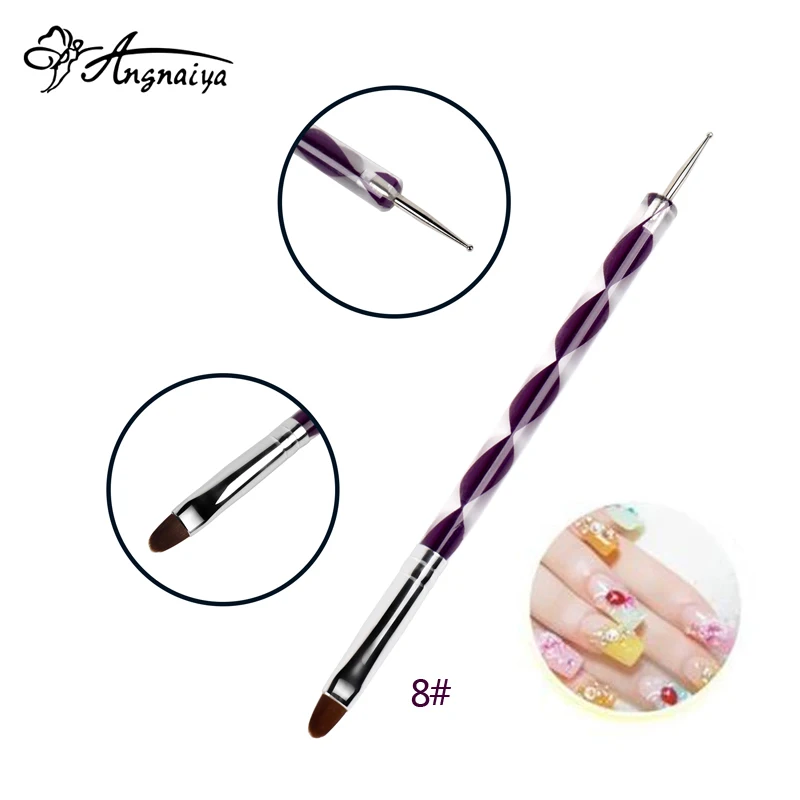ANGNYA 1 шт. двухсторонние Типсы для УФ гель лака 8 # овальная кисть дизайна ногтей