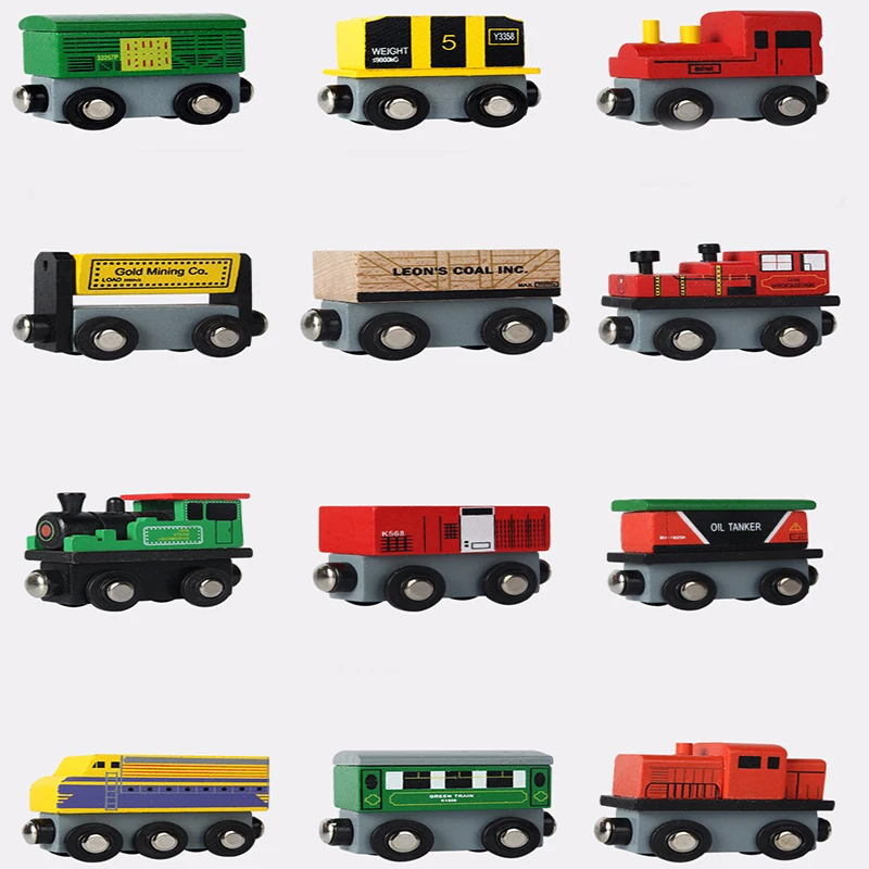 

Wooden Train Set 12 Small Trains With Wooden Box Inertial Magnetic Children's Toys Interactive Toys