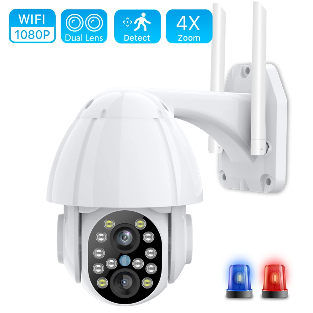 Облако 1080P с двумя объективами Беспроводной PTZ Камера Wi Fi автоматическое