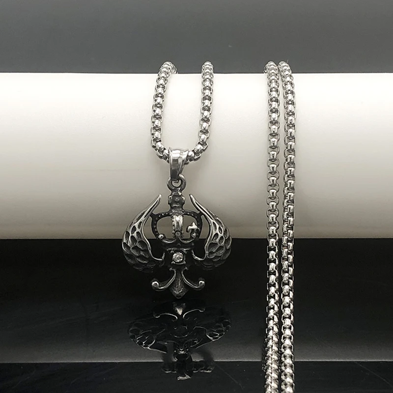 

Gothic Punk Stainless Steel Necklace for Men Women Crown Necklaces&Pendants Silver Color Chocker on Neck Boy Girl Birthday Gift