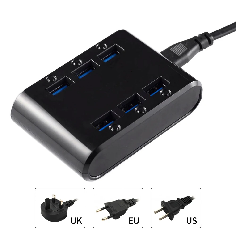PUJIMAX EU/US/UK штекер 24 Вт 4.8A 6 портовое Зарядное устройство USB Hub электростанции