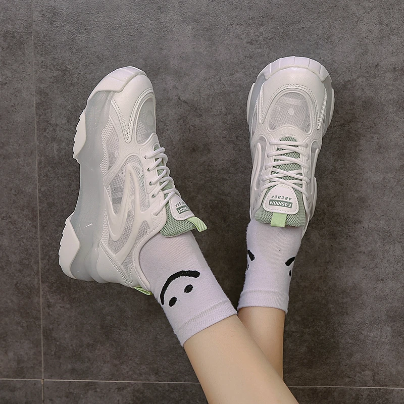 

2021 Spring New Daddy Shoes Thick Soled Shoes Women's Sports Shoes Women's Shoes Breathable Leisure Zapatos De Mujer