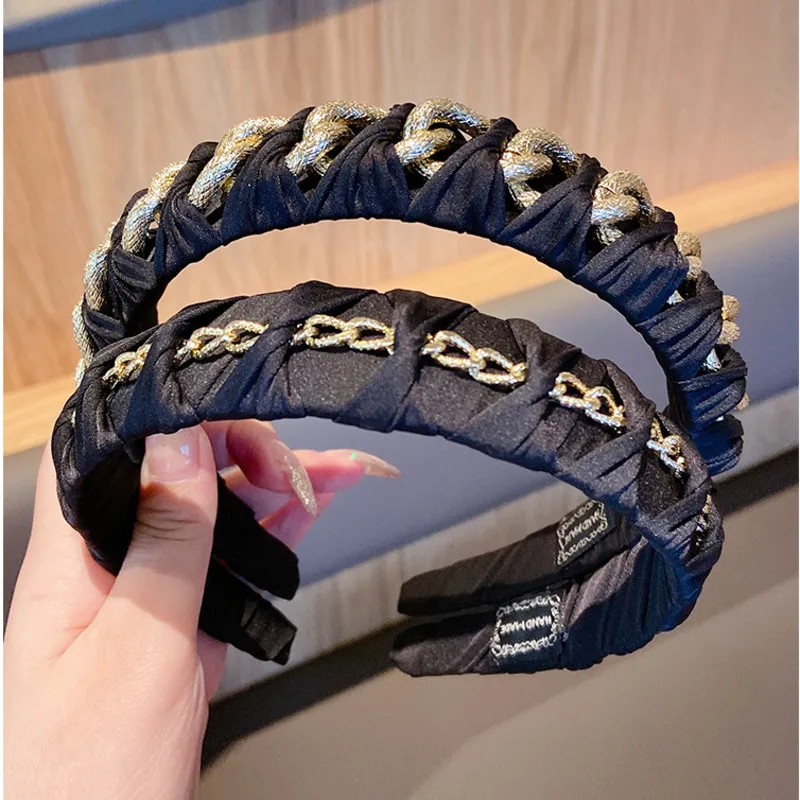 

Xwen 2021 Korean Net Red Hair Hoop Female Versatile Simple Hairpin Korean French Style Anti Slip Press Hair Black Headband