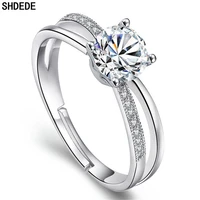 shdede 925 sterling silver jewelry fashion woman open rings adjustable embellished with crystals from austrian wh80