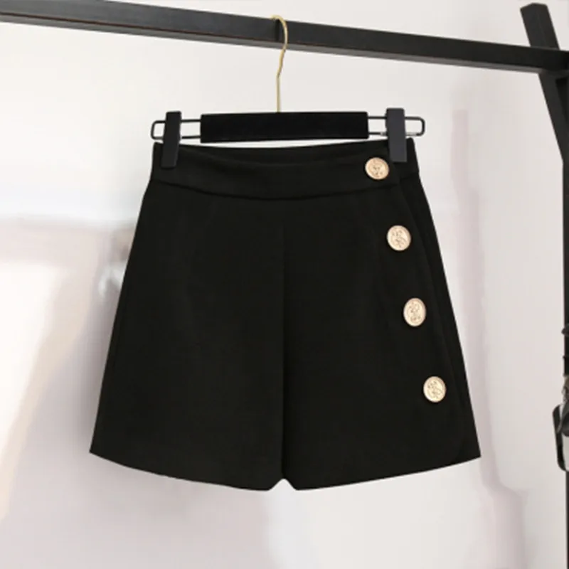 Fashion New Women Knitted Suits O-Neck Loose Sweater Black Single-Breasted Shorts Sets For Woman Winter Casual Set |