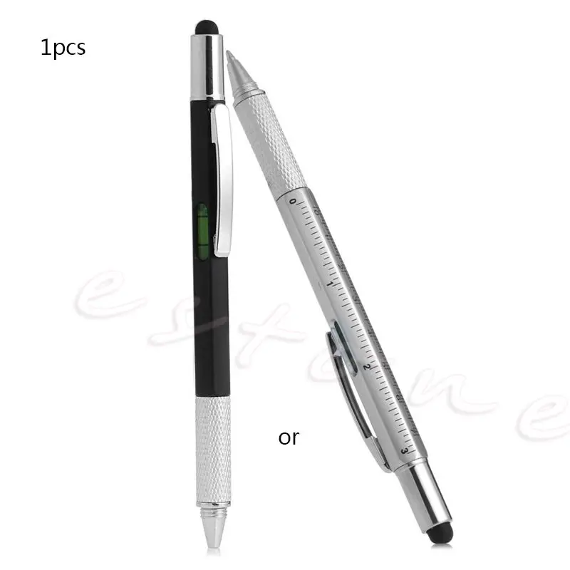 

New 6 In 1 Touch Stylus Ballpoint Pen With Spirit Level Ruler Screwdriver Tool