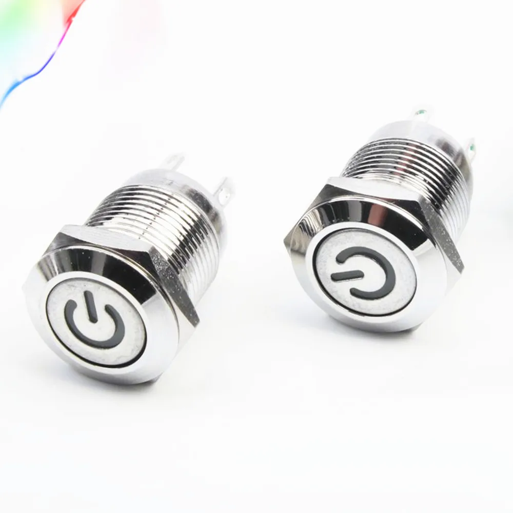 Металлическая кнопка с светильник блокировкой и самосбросом 1 шт. 12 мм со