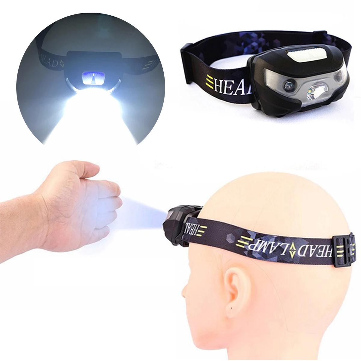 

Mini Rechargeable LED Headlamp Body Motion Sensor Headlight Camping Flashlight Head Light Torch Lamp With USB
