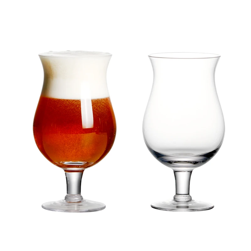 

Set of 2 13 ounce new lead-free crystal beer glass handmade blown beer golbet for family party bar 380ml capacity