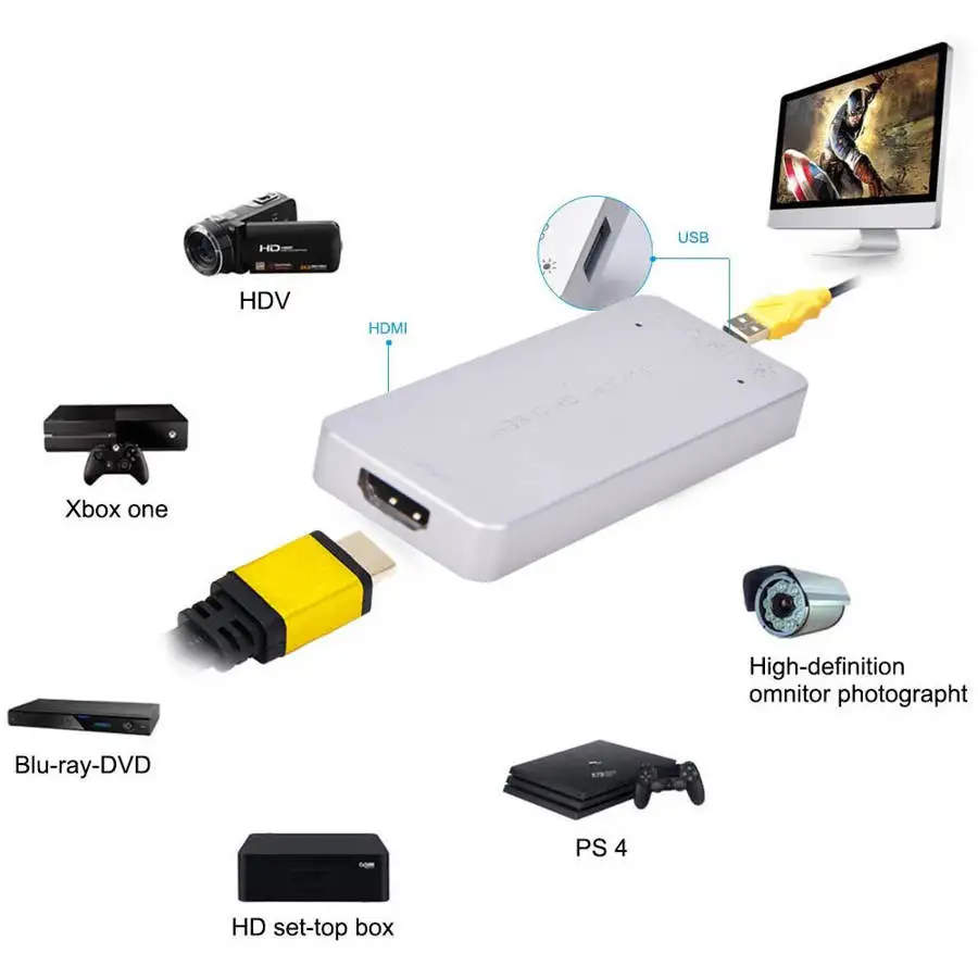 Карта захвата аудио и видео высокого разрешения USB 3 0 для потокового OBS 1080P